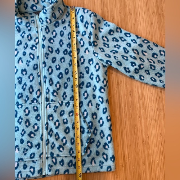 Eddie Bauer Girls Fleece Winter Jacket Size XL Pockets Full Zipper Blue Leopard - Picture 8 of 8
